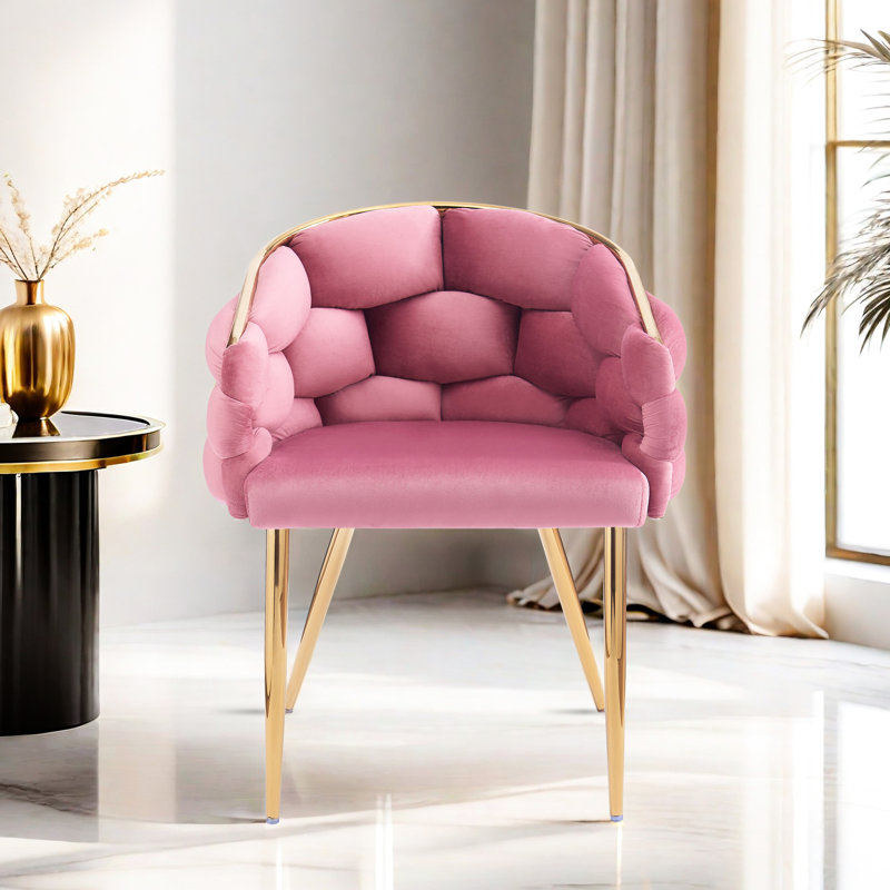 Fauteuil moderne en velours avec fauteuil d'appoint rose