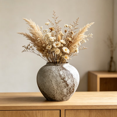 Grand vase rustique en céramique rustique pour décor de ferme, grand vase en terre cuite pour vestibule de salon ou centre de table, vase en argile de poterie fabriqué à la main
