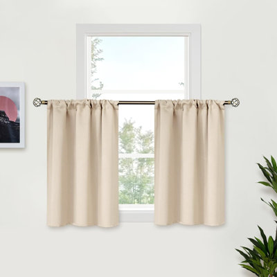 36" Café Curtains 2 Panels Rod Pocket Champagne