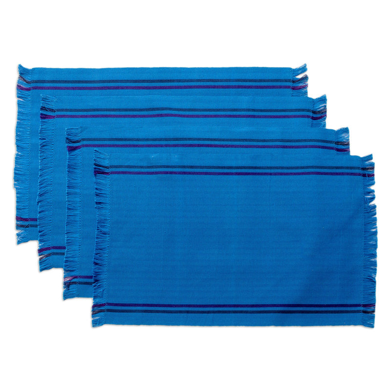 Novica Handmade Blue Wellness Cotton Placemats And Napkins (Set Of 4)