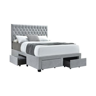 Soledad Eastern King 4-Drawer Button Tufted Storage Bed Charcoal -  Rosdorf Park, 368409316C284C9D8E214F6EB86BBB81