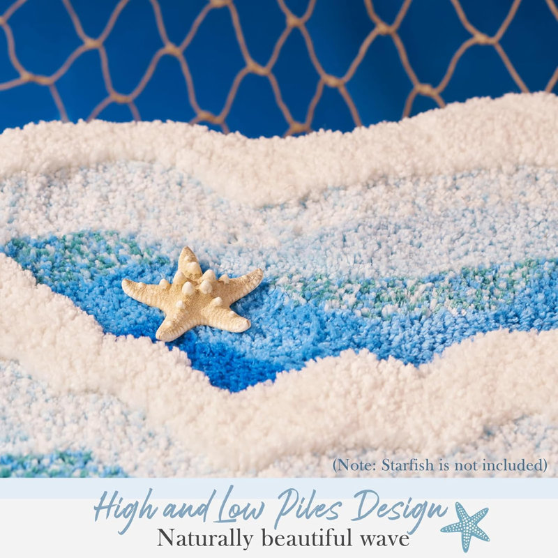 Petit tapis de bain Blue Ocean Wave - 31 po x 21 po