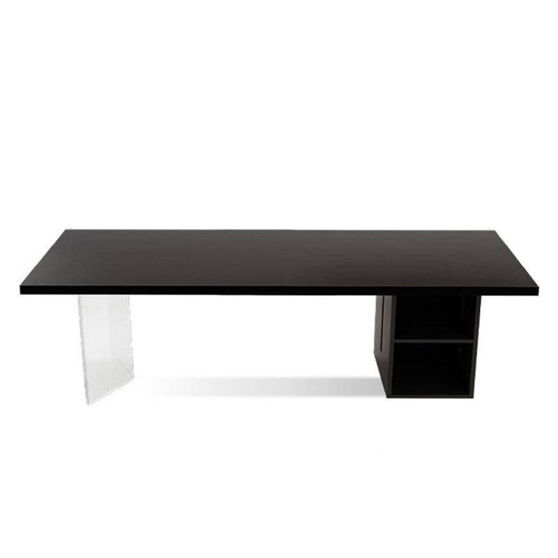 Black Rectangular Solid Wood desks, 29.53" H x 86.61" W x 23.62" D, Left Hand Return 