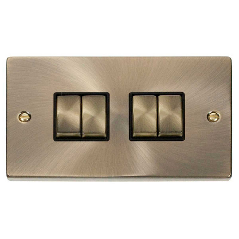 Antique Brass 10A 4 Gang 2 Way Ingot Light Switch