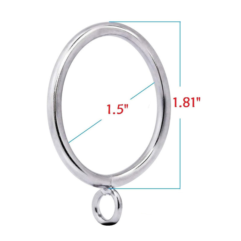 Anneaux de rideau en métal 1,5 po avec œillets, paquet de 10, Argent argent