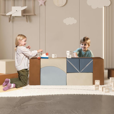 WOWMAX Modular Kids Play Couch 7Pcs Sofa Set For Playroom Furniture Bedroom
