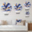 Horloge murale en métal bleu et blanc-93382862
