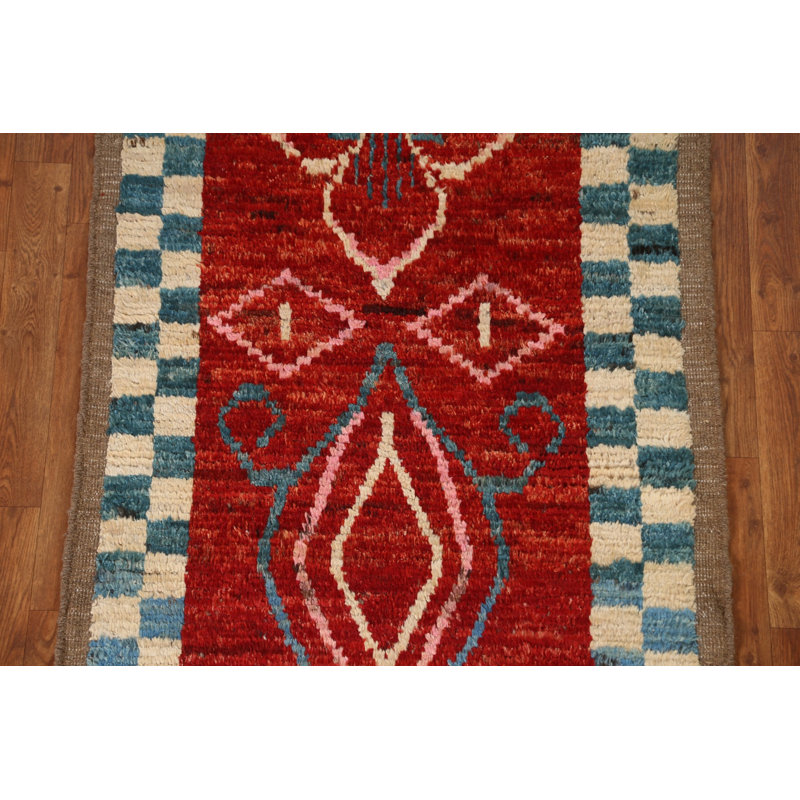 Tapis rouge rouge marocain noué à la main 3 x 10
