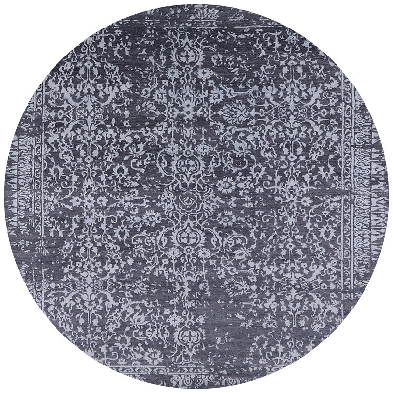 Tapis oriental blanc / gris foncé, Rond 6 pi