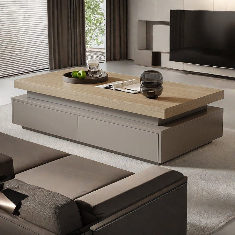 Table basse moderne, simple et créative, H 16,5 po x L 59,1 po x l 33,5 po, Bois jaune clair