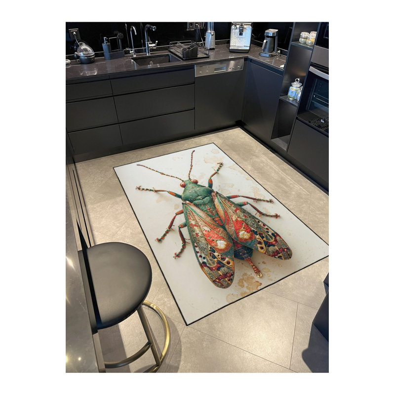 Tapis lavable en machine à motif de papillons colorés, Sous-tapis carré 3 pi 3 po inclus