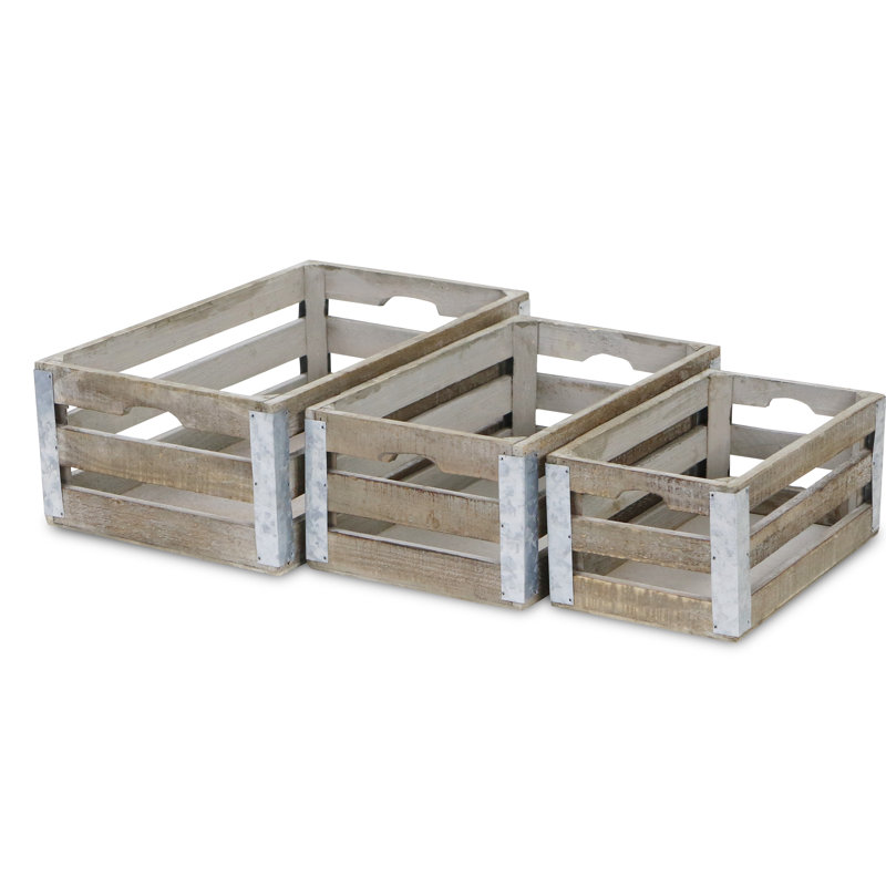 Ensemble de casiers en bois massif 3 pièces à lattes