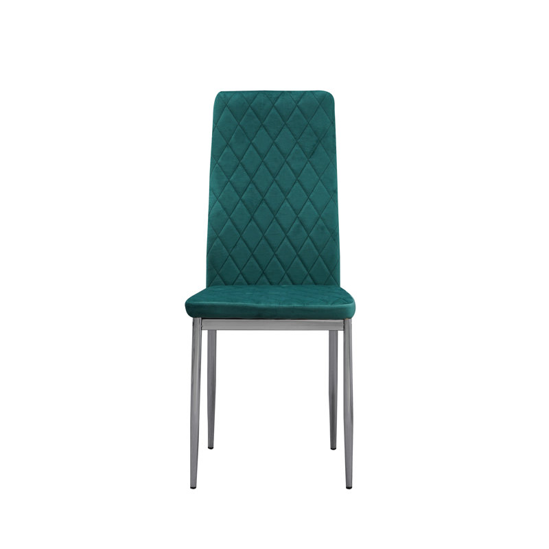 Knisely 46cm H Velvet Upholstered Side Chair, Green