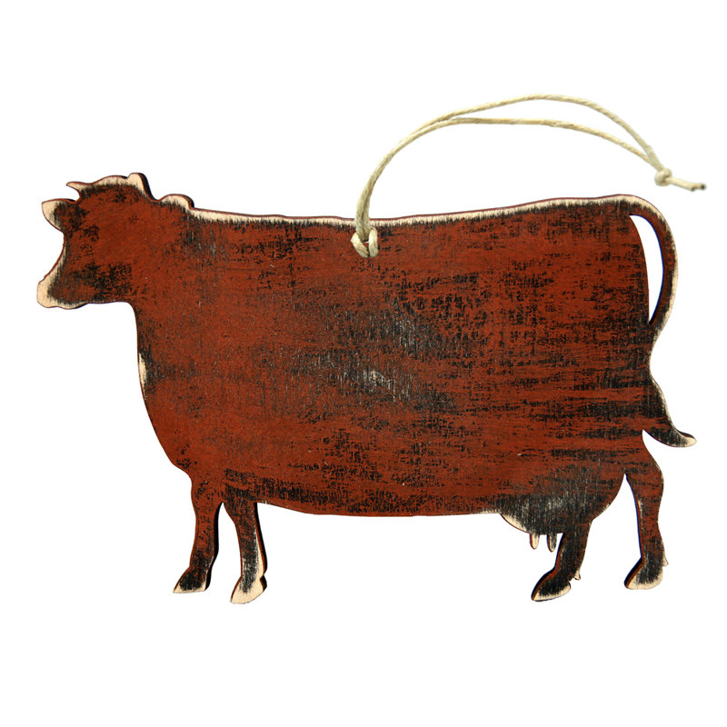 Ornement en bois rustique vache