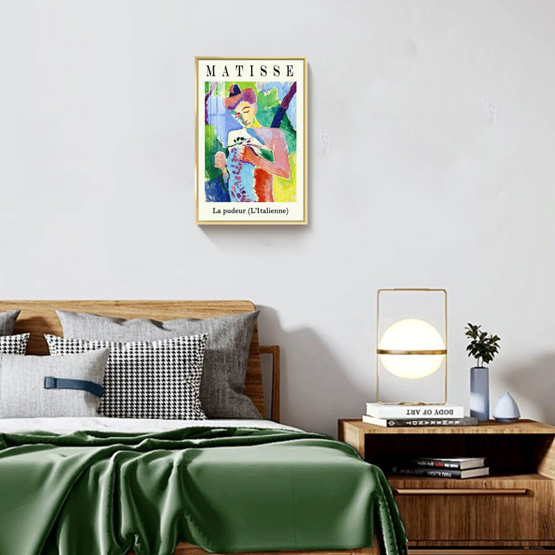 "Femme dans un manteau mauve", reproduction d'art encadrée sur toile par Henri Matisse, L 16 po x H 24 po, Or