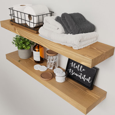 Solid Wood Floating Shelves, Wooden Shelves for Wall Storage
