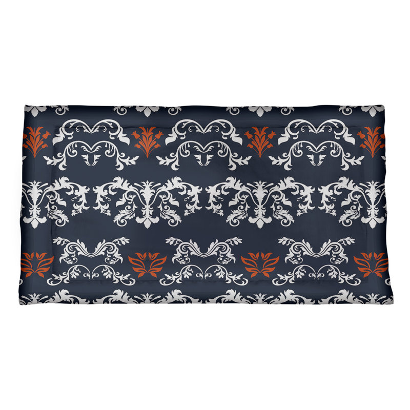Football Baroque Pattern Pillow Sham, Standard, Polyester, Blue/White/Orange