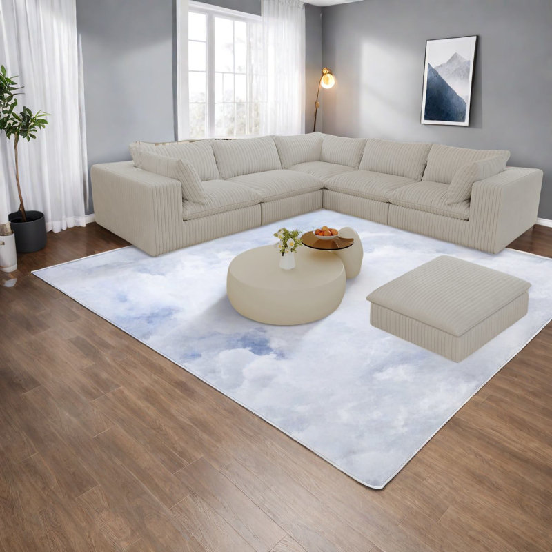 Luxueux canapés en nuage de plumes, conception spacieuse en velours côtelé blanc pour la chambre à coucher