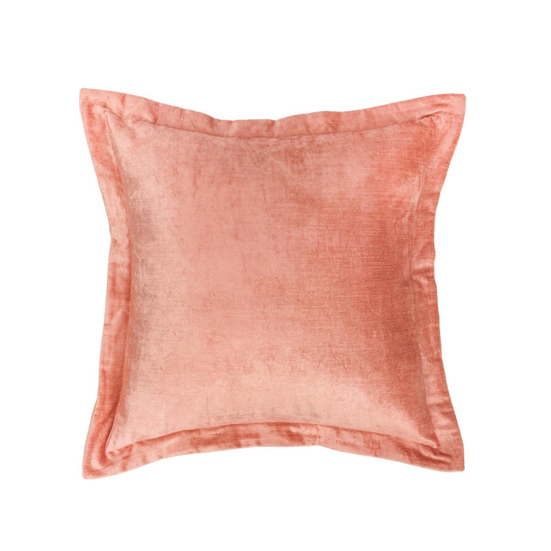 Lapis Velvet Square Pillow Cover & Insert, Coral