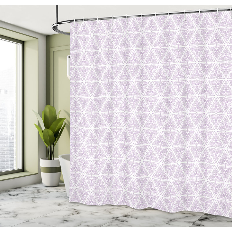 Ensemble de rideau de douche + crochets, H 69 po x l 75 po, Blanc / lavande