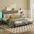 Velvet Upholstered Platform Bed Frame With Storage Headboard And LED Lights-979535343-978940313