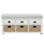 Banc de rangement rustique avec 3 tiroirs et 3 paniers en rotin, banc à chaussures pour le salon, vestibule