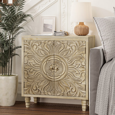 Farmhouse Storage Cabinet With Craft Flower Motif Front by Ophelia & Co.