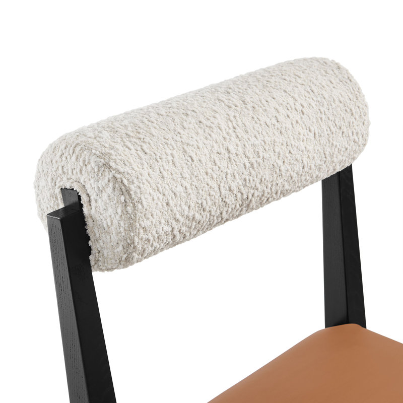 Kai Boucle And Vegan Leather Dining Chair In Pearl Tan Black
