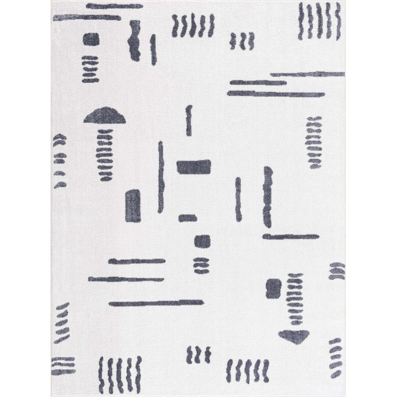 Julijana Abstract Machine Washable Cream Area Rug, Rectangle 9'2" x 12'