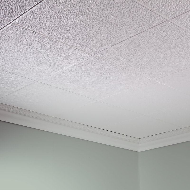 Panneau de plafond décoratif en vinyle 2 pi x 4 pi FASÄDE, Blanc brillant