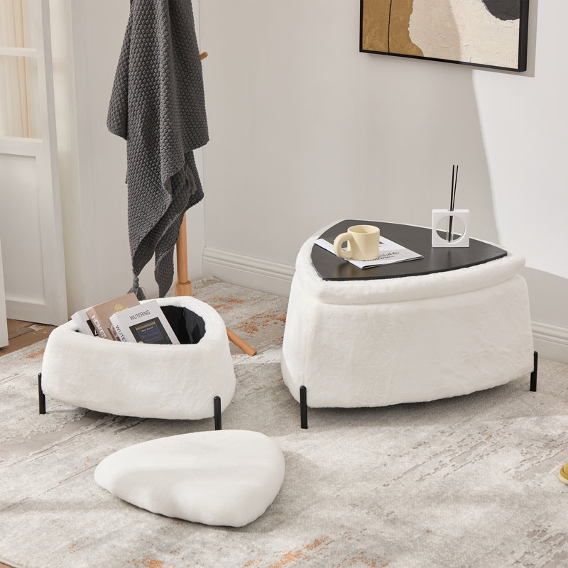 Multi-functional Triangle  Ottoman Set, Ivory