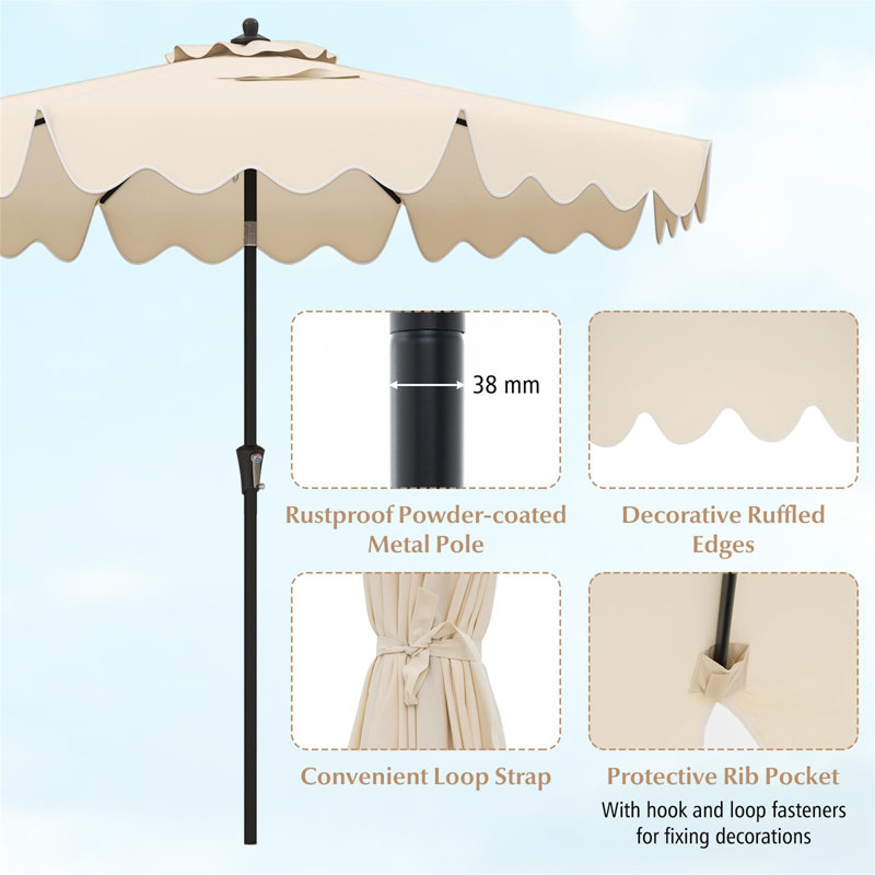 271cm Beach Parasol, Cream
