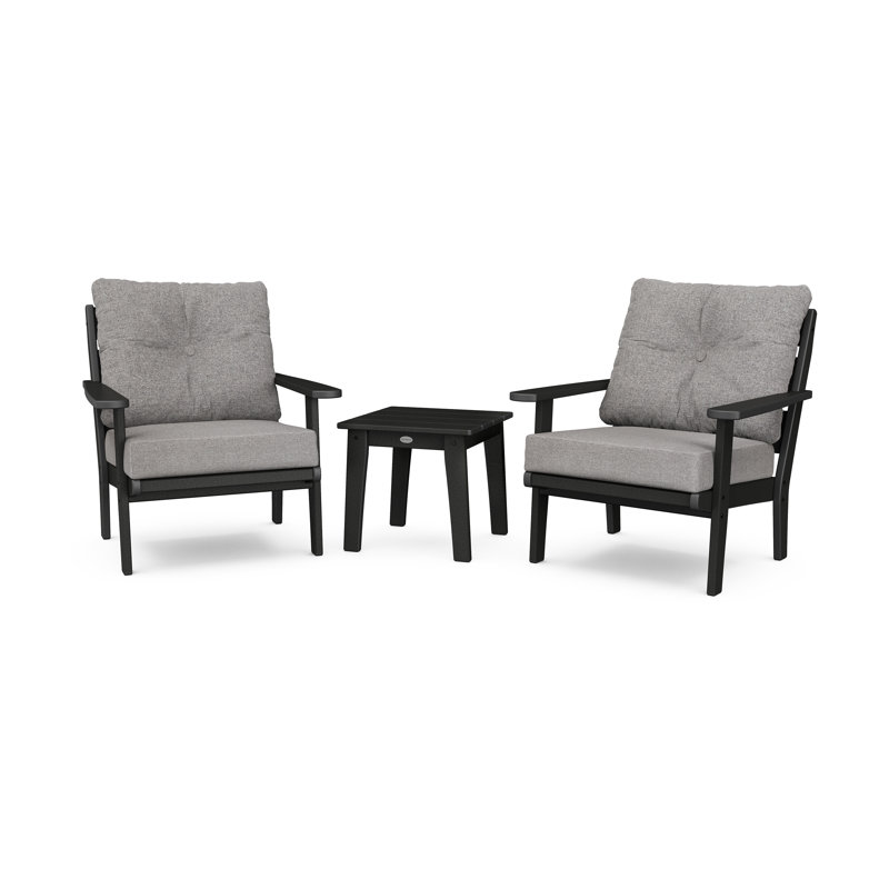 Ensemble de chaises à assise profonde 3 pièces Lakeside, Gris, Noir