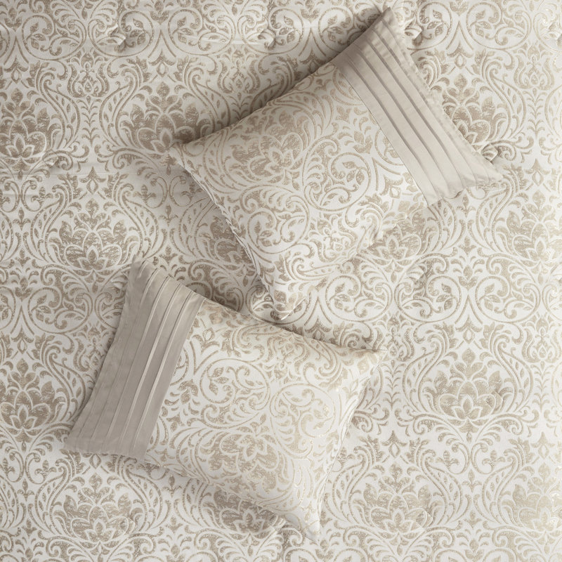 Édredon 12 pièces pour lit très grand, couleur kaki, avec fil doré métallique, taies décoratives assorties