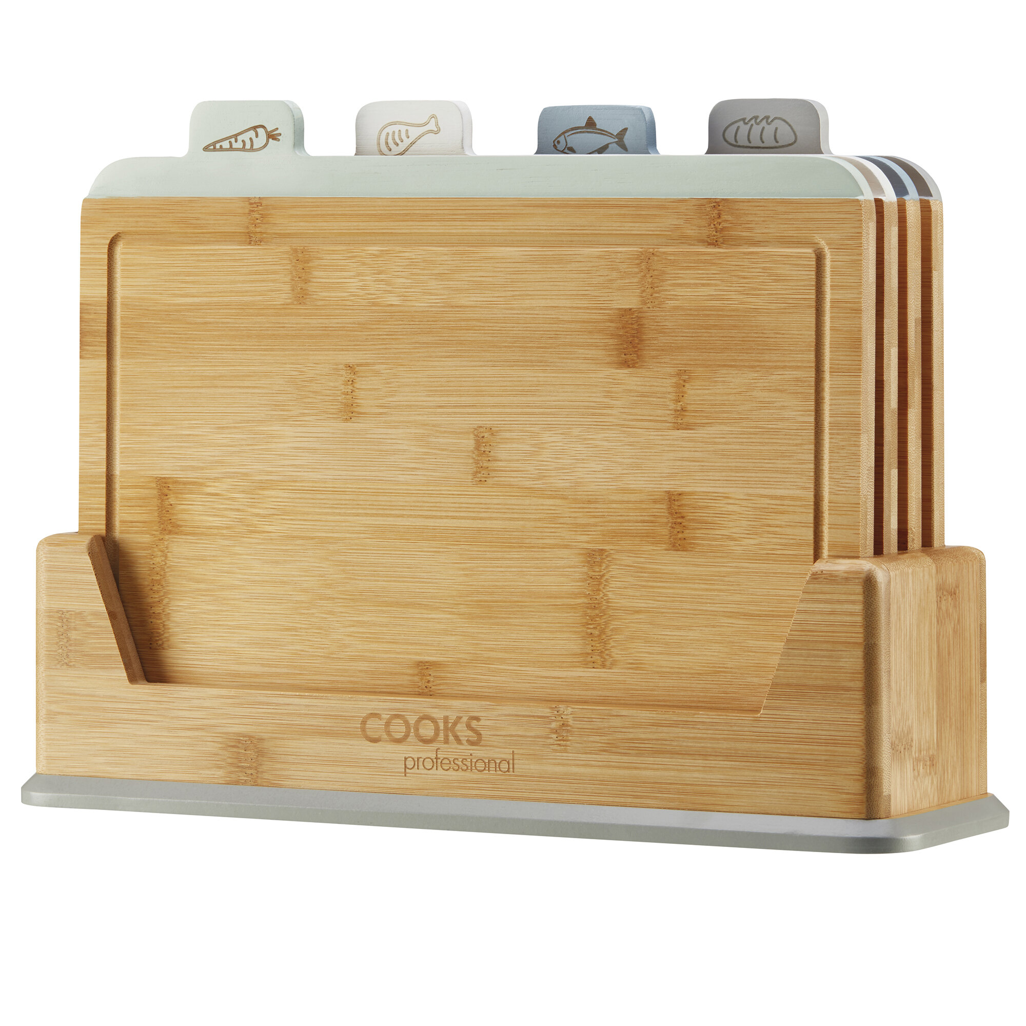 Cutting board set INDEX BAMBOO 35 x 29 cm, with stand, bamboo