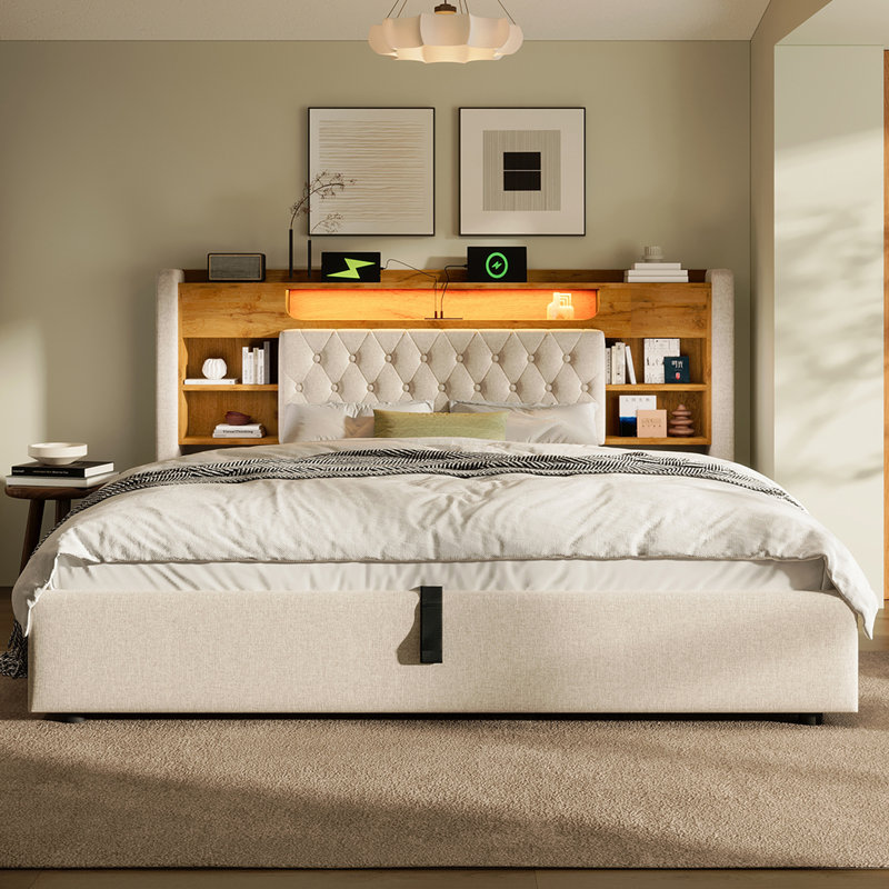 Bed, Beige, Kingsize (5')