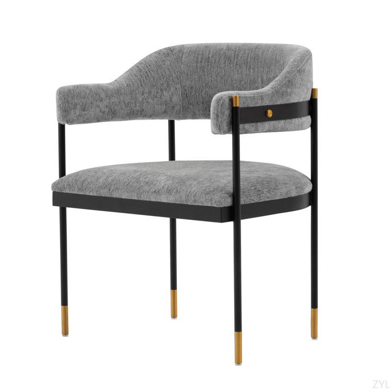 Fauteuil en chenille de métal gris Lia