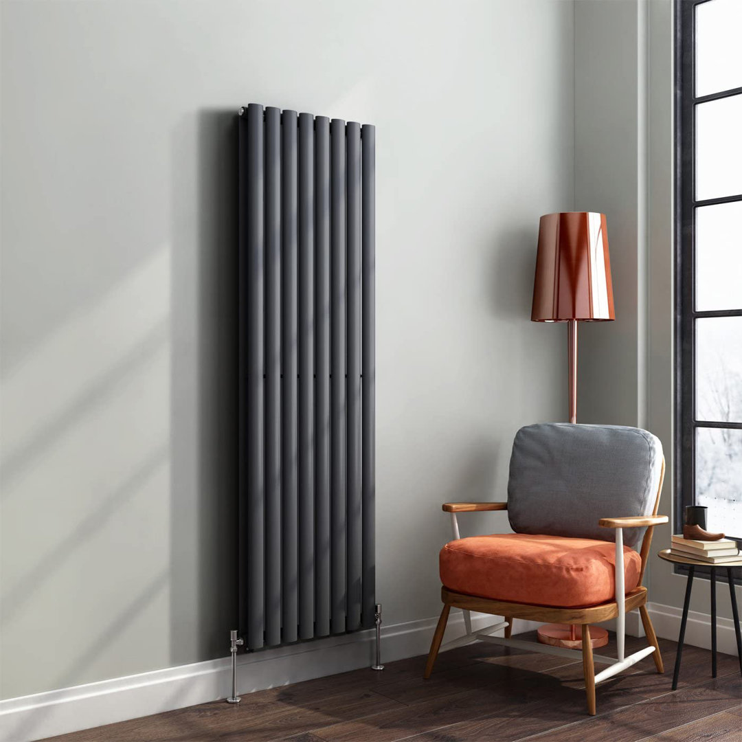 iBathUK Princia Vertical Double Oval Panel Radiator Angled Valve