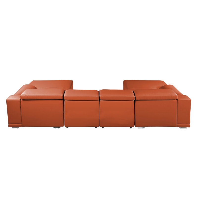 Canapé modulaire 4 pièces DivanItalia Camel, Cuir véritable chameau