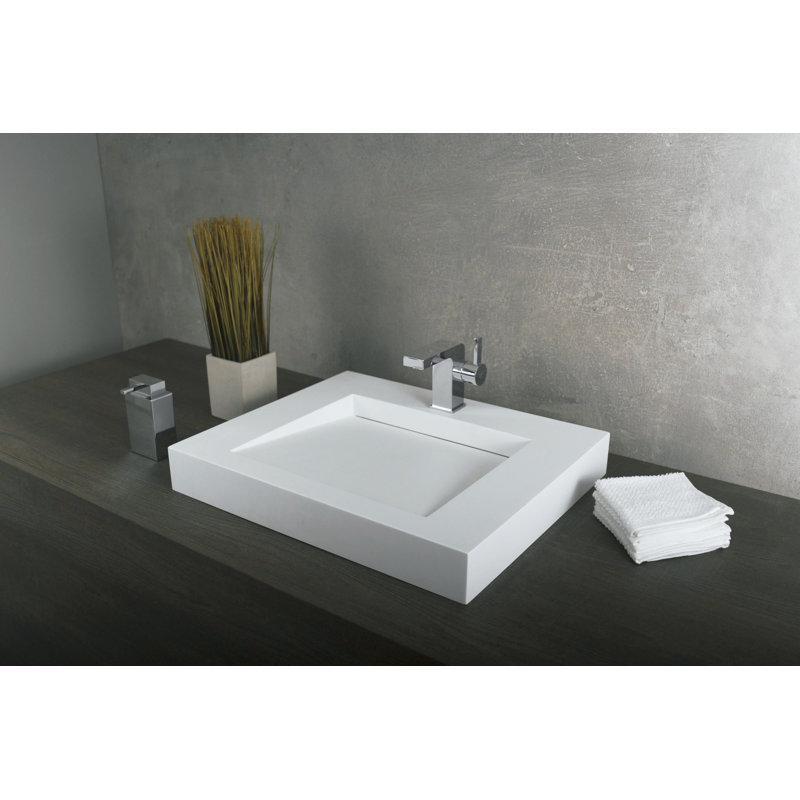 DAX Solid Surface Rectangular Single Bowl Bathroom Basin, Grey