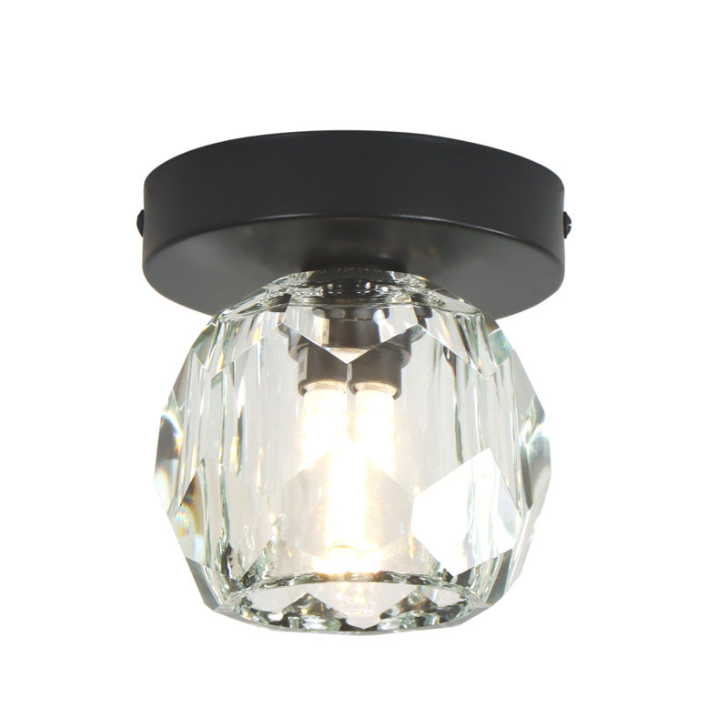 Crystal Flush Mount, Matte Black