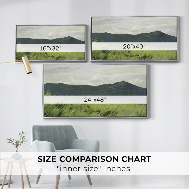 «Landscape Series» - Dccxxxxx - Toile tendue avec châssis, prête à accrocher, H 21 po x l 41 po, Argent argent