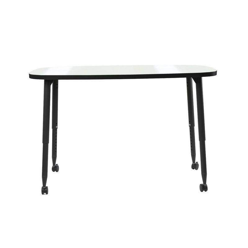 Adapte 31 x 50 Rounded Rectangle Dry-Erase Activity Table with Adjustable Tapered Legs - Whiteboard/Black, Black