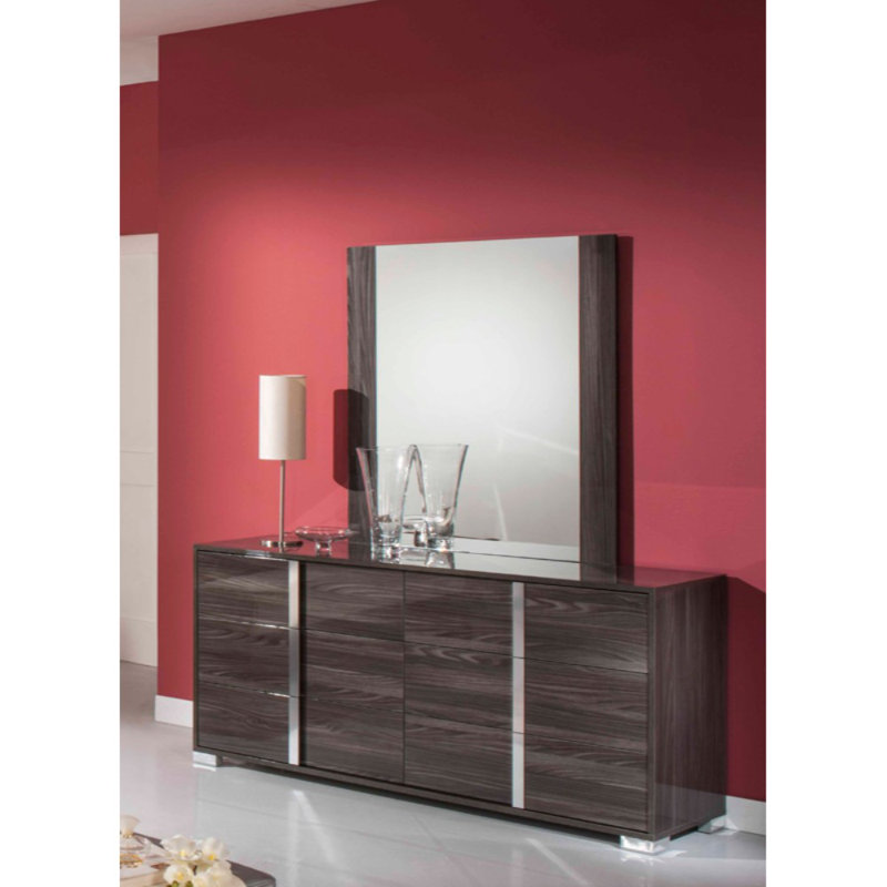 Miroir de salle de bain/meuble-lavabo moderne Metter, Gris
