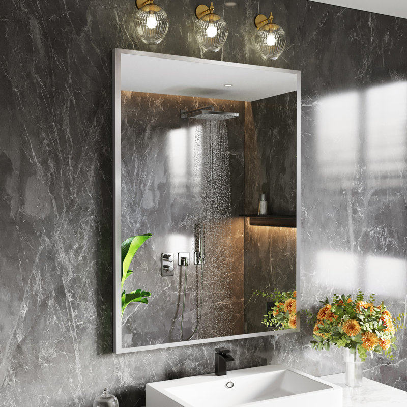 Miroir d'appoint Lesamuel, Nickel brossé, Rectangulaire, 24 po x 32 po