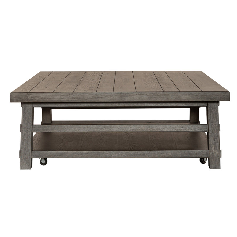 Bettee Solid Wood Top Coffee Table, Dusty Charcoal