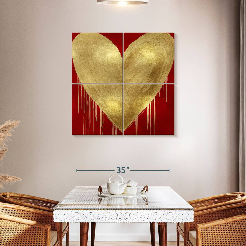 Hardie Big Hearted Gold sur fond rouge, H 38 po x l 38 po
