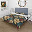Ensemble de housse de couette à motif de coquelicots riches beige et rouge-1436788232