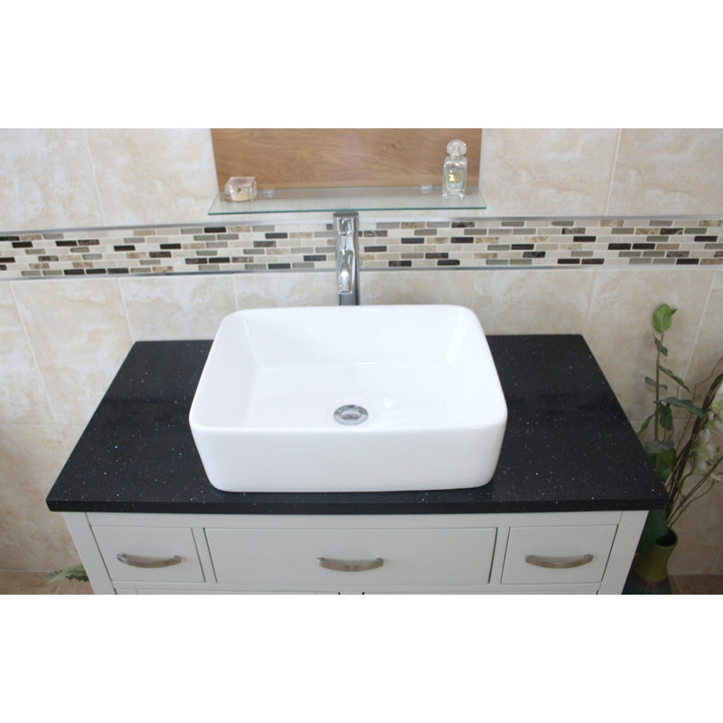 Roderick 1000mm Single Bathroom Vanity with Basin, Black Quartz, Grey