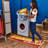 Non-Slip Rubberback Red/Yellow Laundry Room Runner Rug